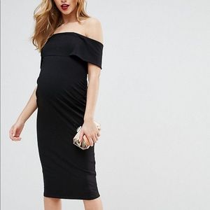 NWT ASOS black off the shoulder maternity dress